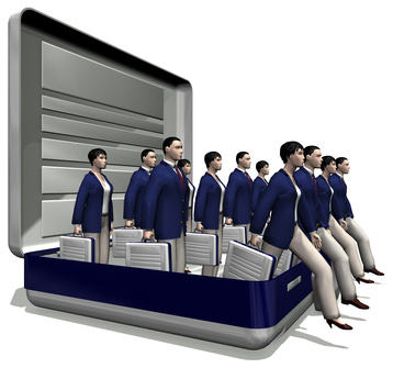 isolated-on-white 3D cartoon of a group of personnel ready to work